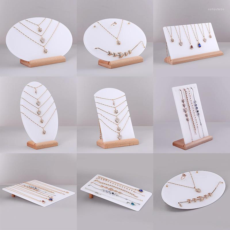 

Jewelry Pouches Wooden And Acrylic Earring Holders Necklace Stand For Bracelet Jewelery Organizer Jewellery Display Case Hanging