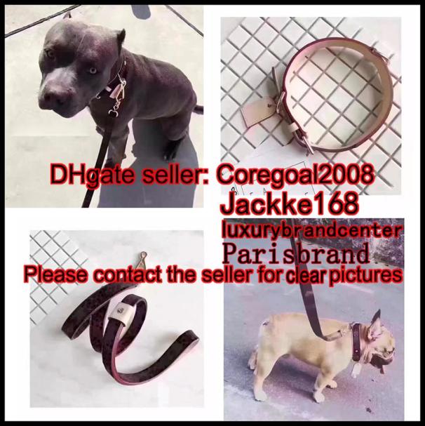 

SUPER BETTER BAXTER DOG collar leash lead case MM PM large M80340 M80339 M80338 pet chain ring BELT rope LUXURY M58071 M58070 M5802279931, Brown