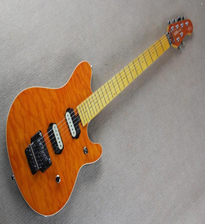 

Edward Van Halen Wolf Music Man Ernie Ball Axis Orange Flame Maple Top Electric Guitar Tremolo Bridge Back Cover In Stock9362312