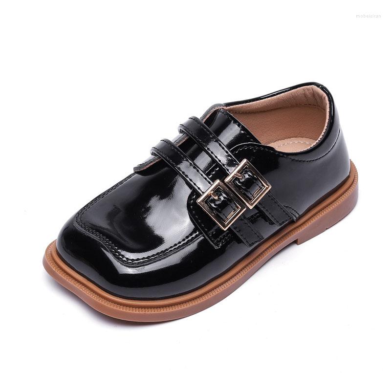 

Flat Shoes CUZULLAA Kids Classic Hook & Loop Patent Leather For Girls Casual Children Retro Fashion Flats Size 21-30, Black