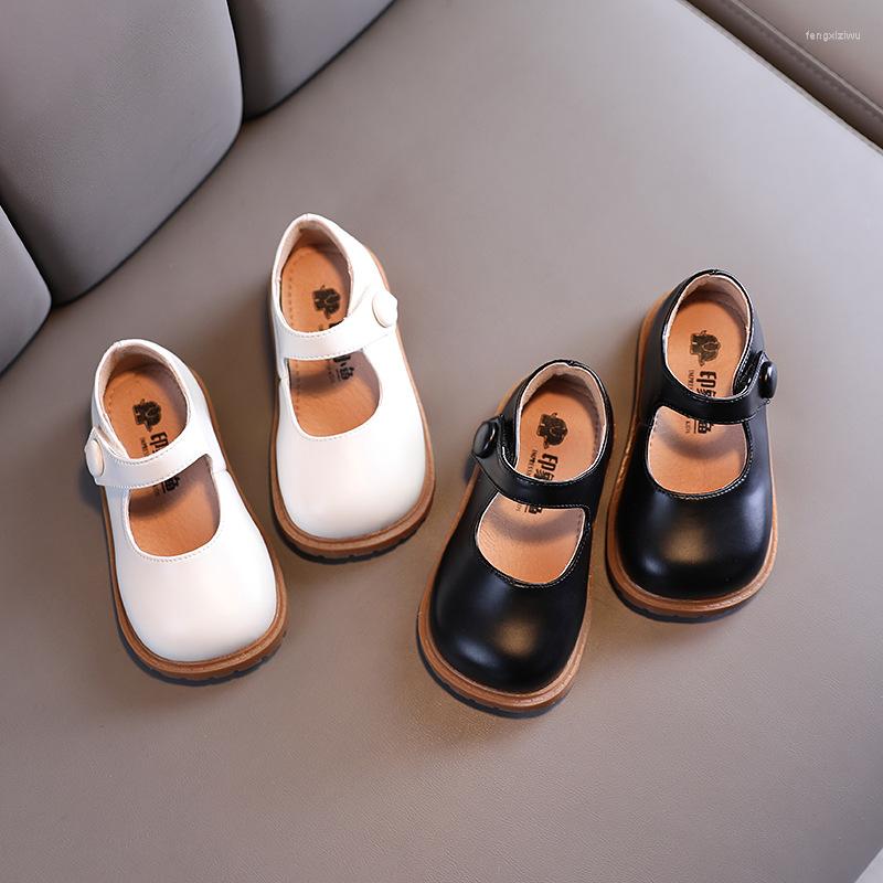 

Flat Shoes Small Baby Girl Black Leather Show White Princess Sneakers 2023 Spring Square Toe Fashion Children Sneakres, Brown