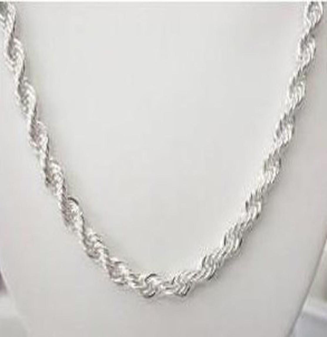 

Fine 925 Sterling Silver NecklaceXMAS New 925 Silver Chain 4MM 1624Inch e Rope Necklace For Women Men Fashion Jewelry Link 4123079