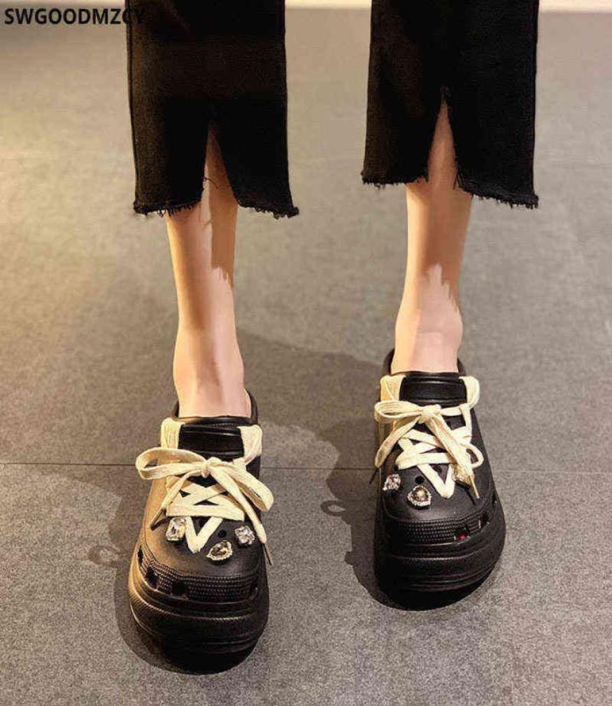 

sandals Mules Shoes Women Slippers Summer 2022 Ladies Platform Woman Crystal Zapatos De Mujer 2206234840398, Black