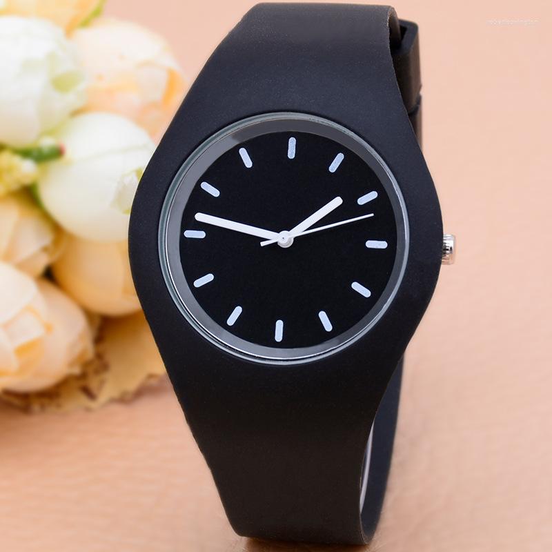 

Wristwatches Fashion Men Watch Women Cream Color Ultra-thin Gift Silicone Strap Leisure Geneva Wristwatch Women's Jelly Watches, Rd