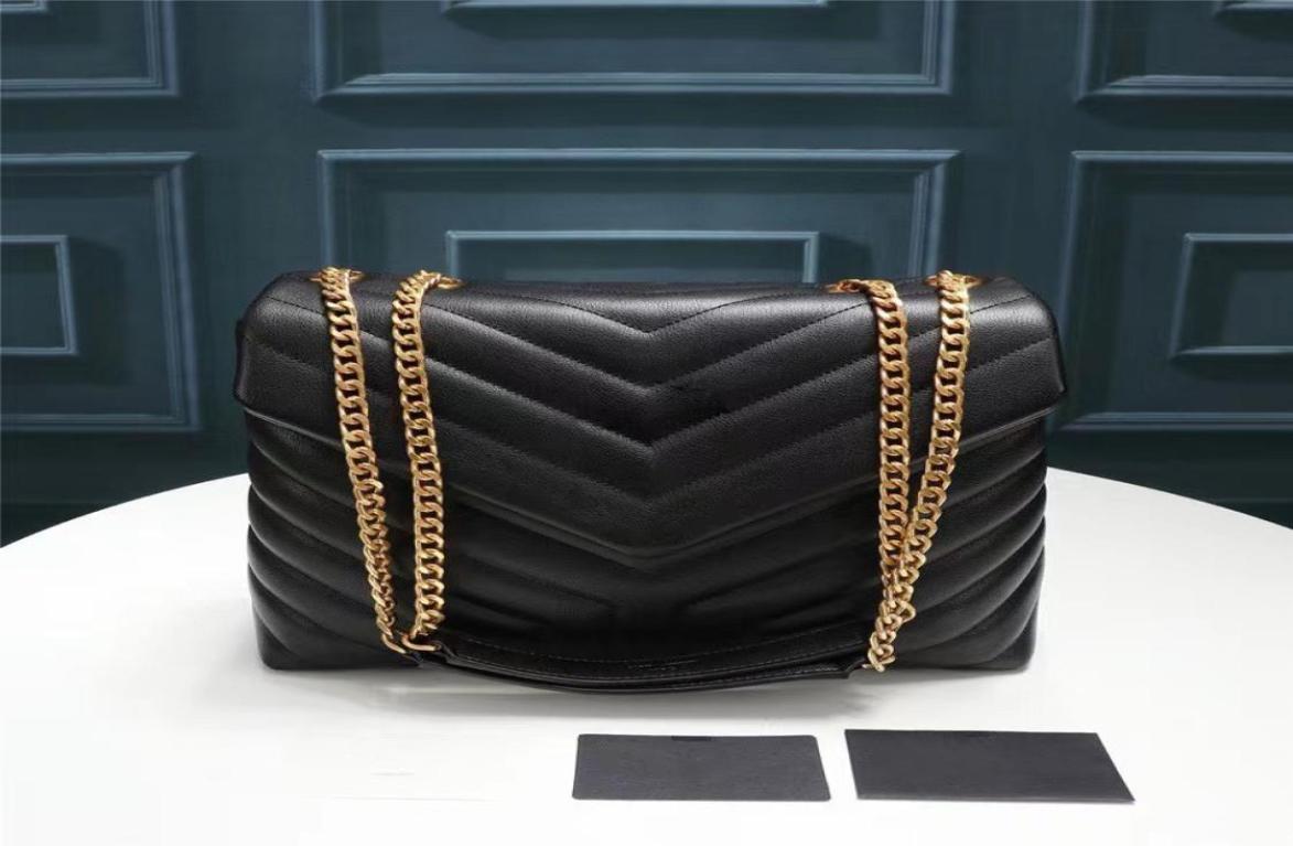 

Evening Bags Real Quality Designer LOULOU Bag Large Shoulder chains crossbody clutch bags purses Genuine Calfskin Leather Grosgrai8472451, Black
