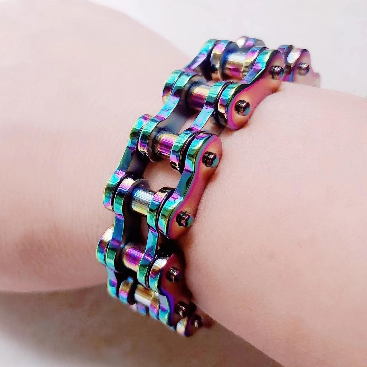 

19mm Huge Heavy Punk Stainless Steel Bike Motorcycle Link Chain Bracelet Mens Women Hiphop Fashion Rainbow Silver Black Biker Bicycle Bangle Jewelry