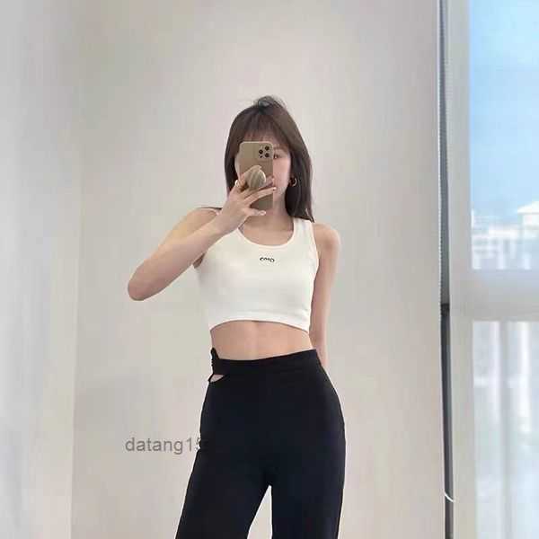 

Womens Tops t Shirts Knits Tees Regular Cropped Tank Top Jersey Tanks Embroidered Cotton-blend Anagram Sportwear Fitness Sports Bra 3 SCK1, White