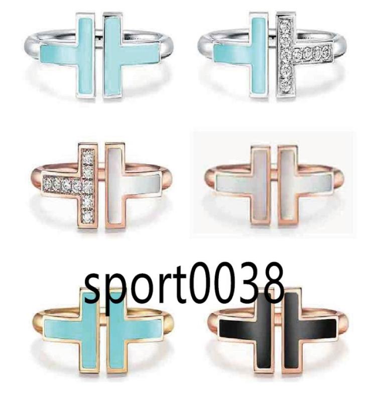 

The New double Tshaped opening 925 sterling silver Band Rings 11with original logo fashion woman jewelry ring2151209
