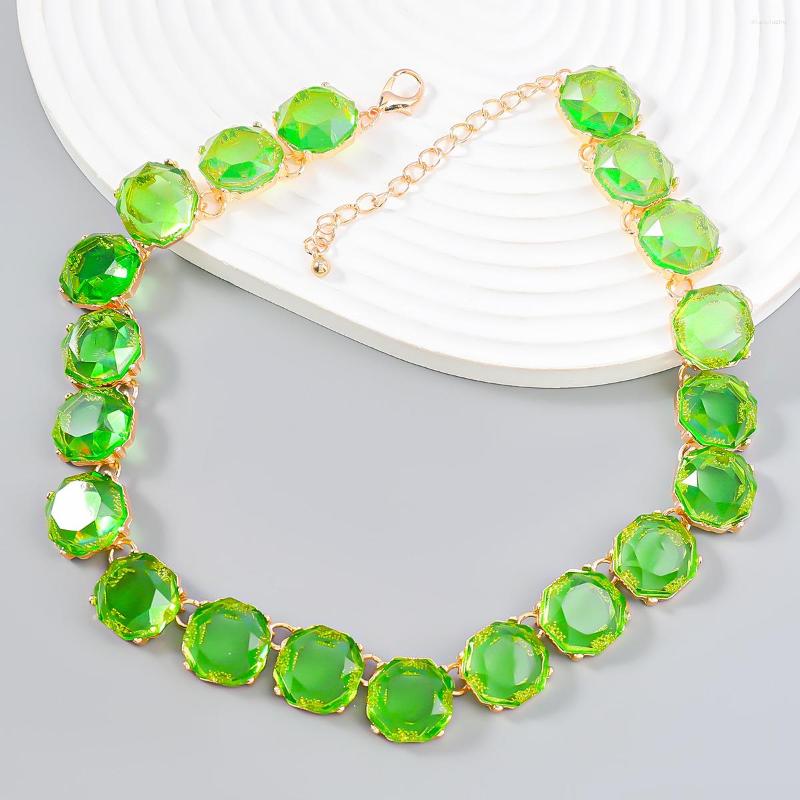 

Chains European And American Exaggerated Women's Jewelry Accessories Bohemia Claw Chain Multi Colors Resin Geometric Pendants Necklace