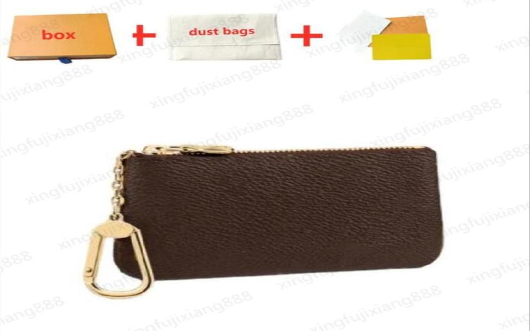 

WITH BOX DUST BAG men women POCHETTE CLES Designers Coin Purse Key Pouch Leather Ring Credit Card Holder Luxury Wallet8181257, Grey