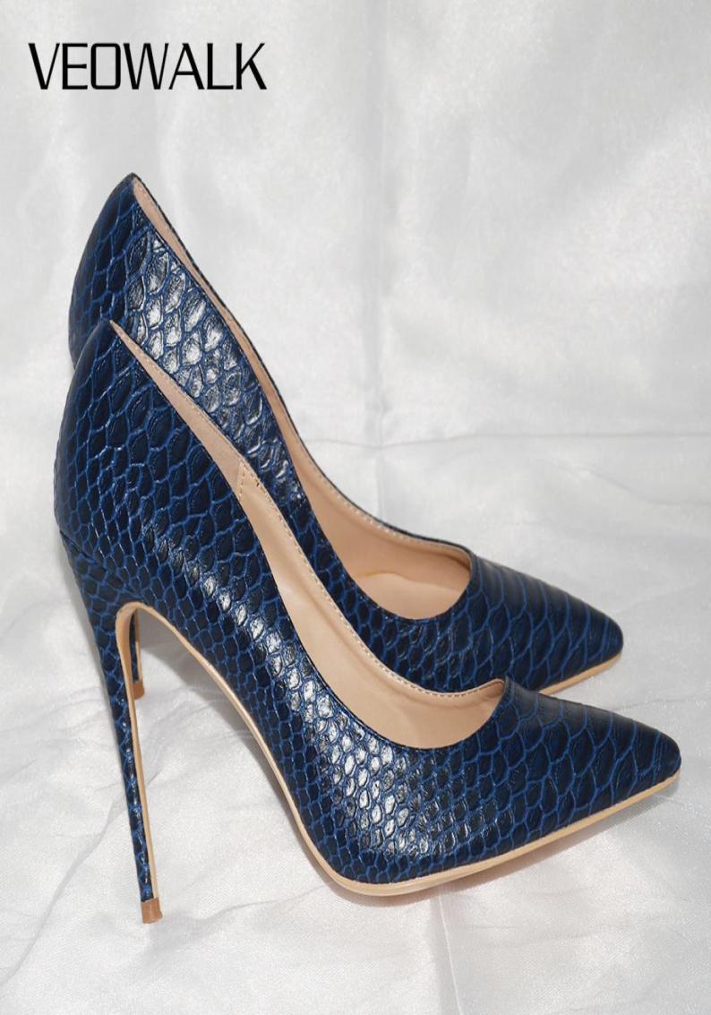 

Veowalk Sexy Women Snake Skin Embossed High Heel Shoes Italian Style Navy Blue Fashion Ladies Extremely High Stilettos Pumps J12157842176, Lavender