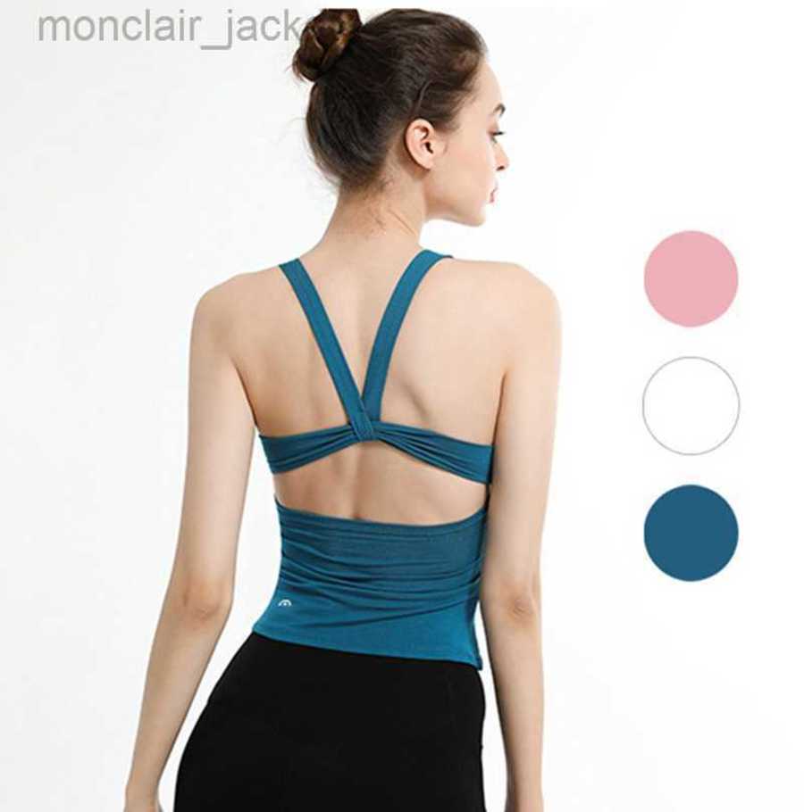 

Desginer Lulus Lemon Fitness Yoga Underwear Sports Running Breathable Back Dance Outdoor Leisure Versatile Long Vest, Blue