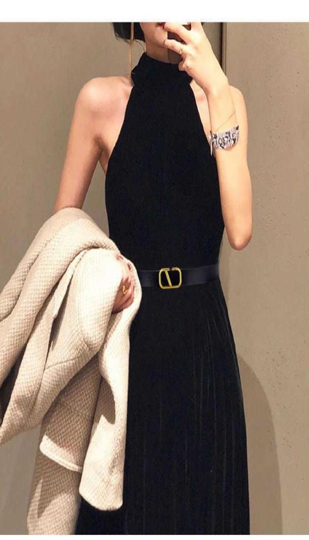 

Womens Belt 30CM Letter V Smooth Buckle Business Casual Waistband Luxury Brand Jeans Dress Decorative Belt Whole5878355, Black