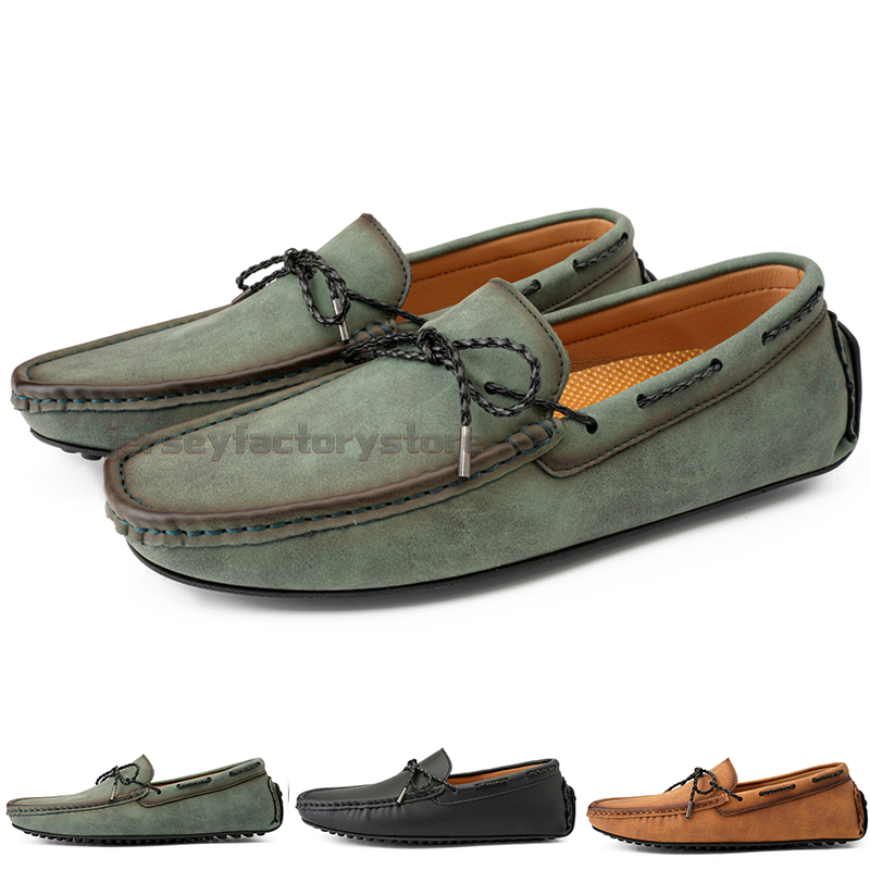 

Fashion Mens Casual Shoes Drive Comfortable Breathable Daily Men Leather Scrub Hundred Leisure Black Slip On Man Lazy Overshoes Sneakers Jogging Walking Shoe B0173, Color-2