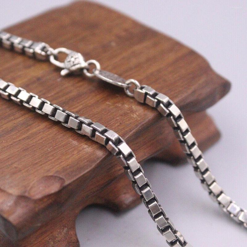 

Chains Real 925 Sterling Silver 4mm Box Link Chain Unisex Necklace 23.6" 47-50g