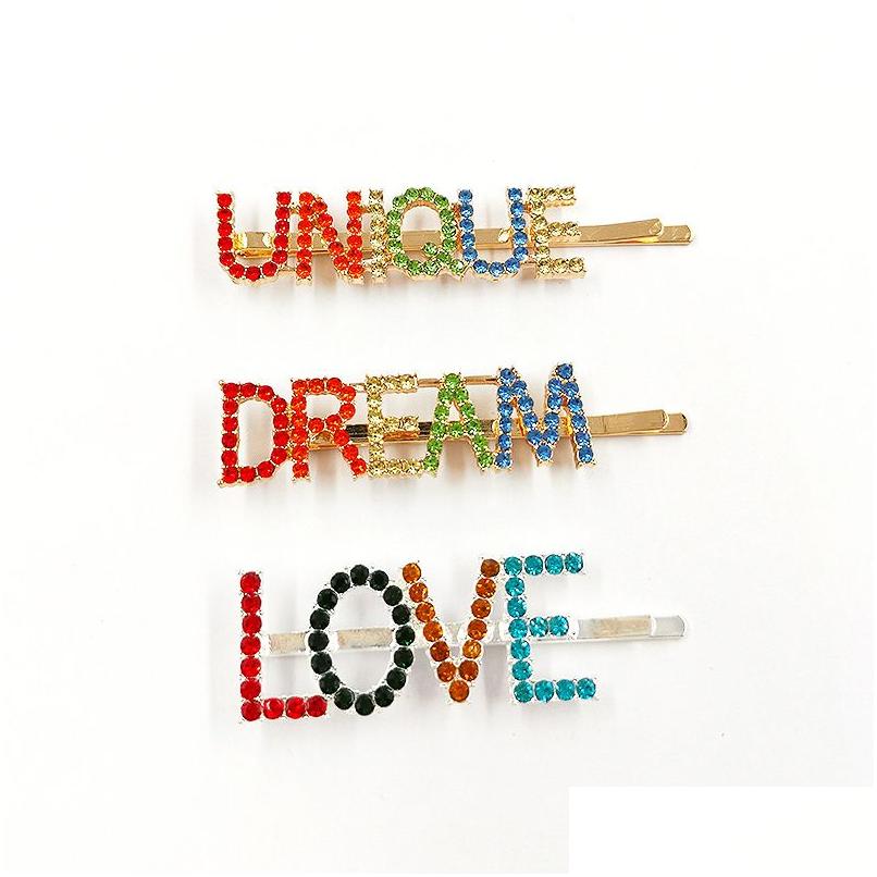 

Hair Clips Barrettes Luxury Crystal Rhinestones Hairpins Letter Dream Love Jewelry Accessories Drop Delivery Hairjewelry Dhc3Q