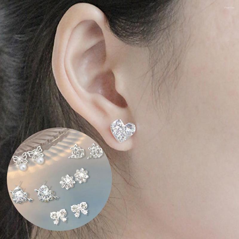 

Stud Earrings Fashion Jewelry Earwear Ear Studs Highlight Elegance Charm Zircon Earring Women Lady Gift Heart And Star Shape