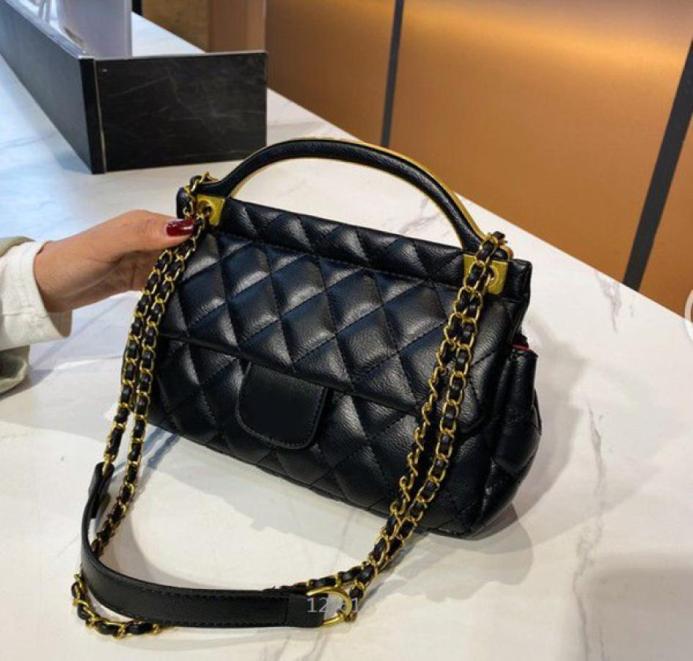 

2023 Fashion Evening Bags Classic Womens handbags ladies composite tote PU leather clutch shoulder chains bag Female purse Flip Co1300570, Black