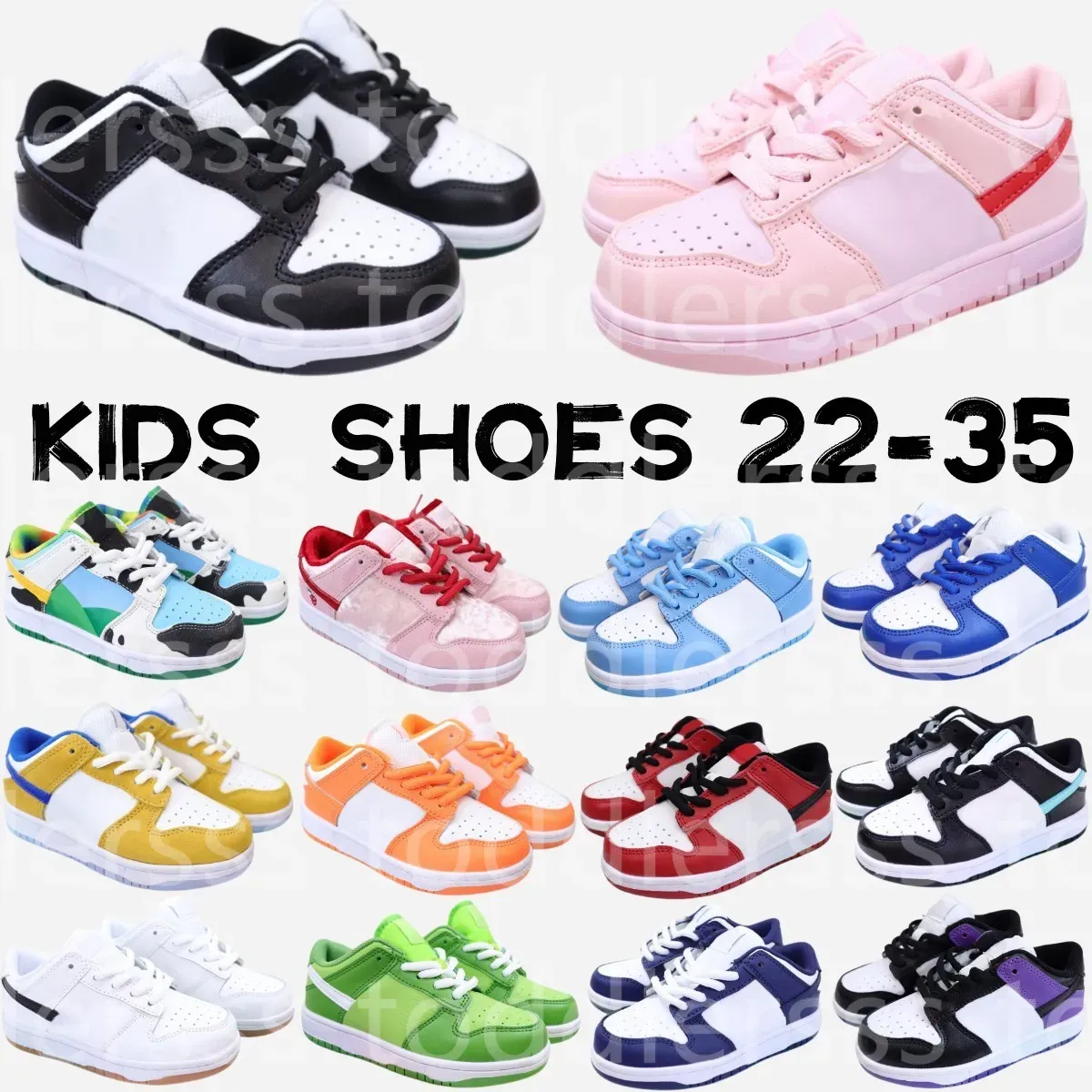 

New Fashion kids shoes dunks baby sb low sneakers dunke designer retro black white panda kid youth trainers toddler infants shoe White Chunk