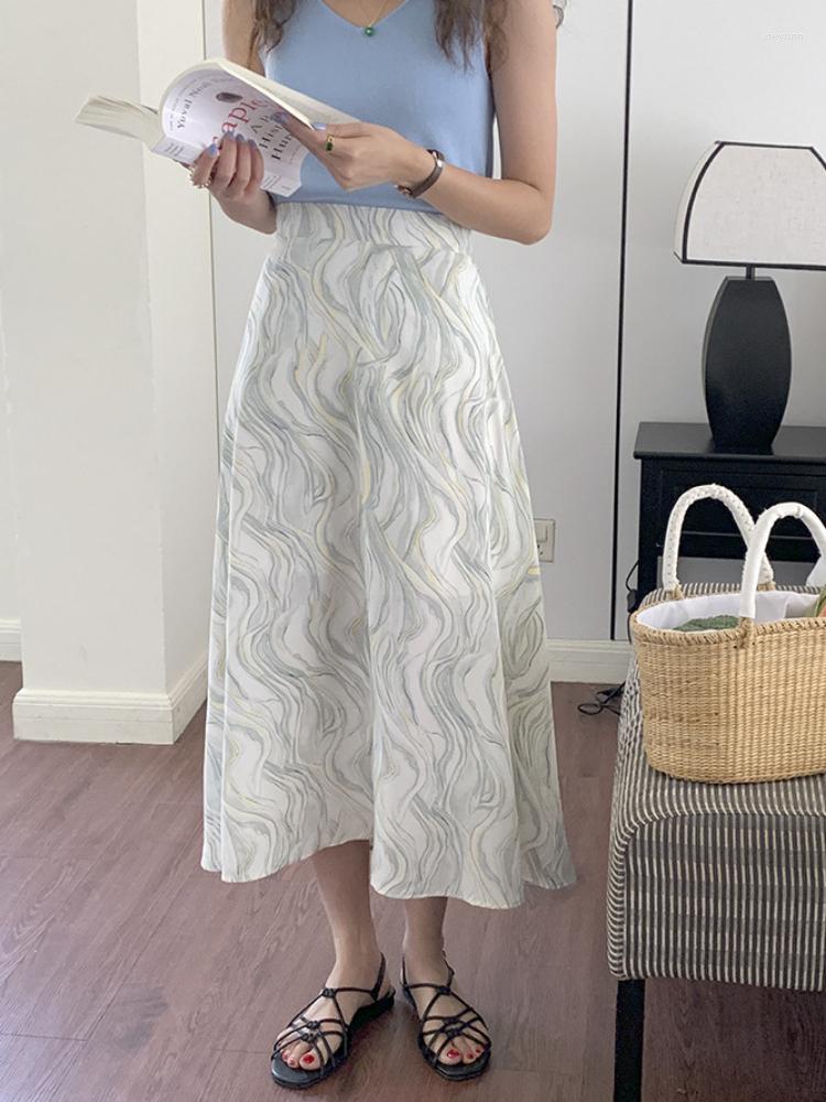 

Skirts Tie-Dye Printed A-line For Women Summer 2023 Fashion High Waist Long Skirt Women's Personalized Casual Midi, Pink