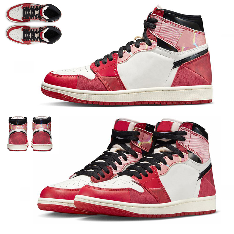 

1 1s High Og Basketball Shoes Men Women Sneaker Spider Verse DV1748-601 University Red Black White Across the Verse Trainers Sports Sneakers, Color#1