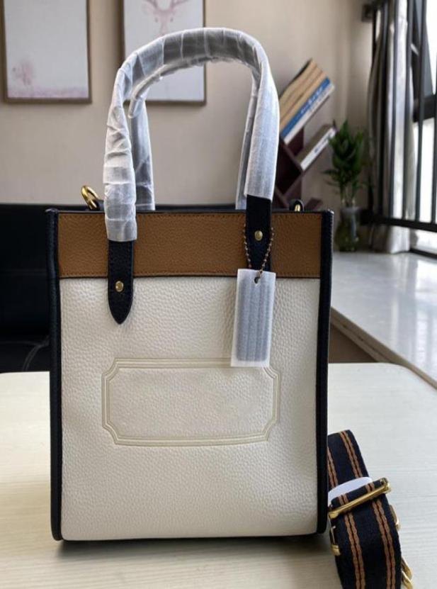 

Women039s bag color matching Tote Bag Single Shoulder Messenger Bag pure leather handbag4071966, White
