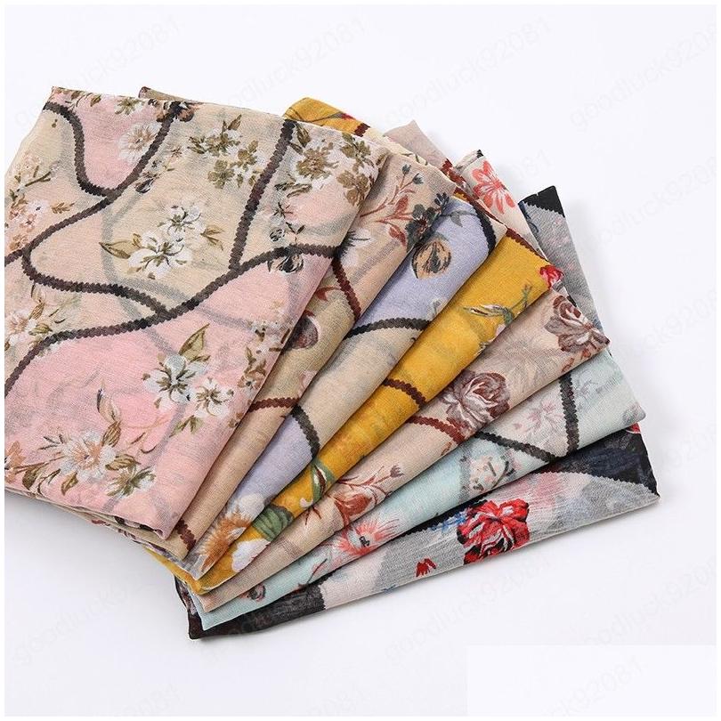 

Scarves Cotton Viscose Floral Printed Hijabs Scarf Shawl Musllim Headscarf Head Wrap Bandana Foard Headband Drop Delivery Fashion Ac Dhfxc