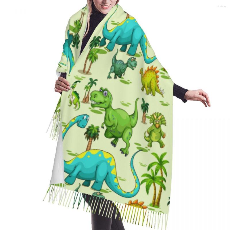 

Scarves Winter Tassel Scarf Dinosaurs Tree Green Women Cashmere Neck Head Warm Pashmina Lady Shawl Wrap Bandana