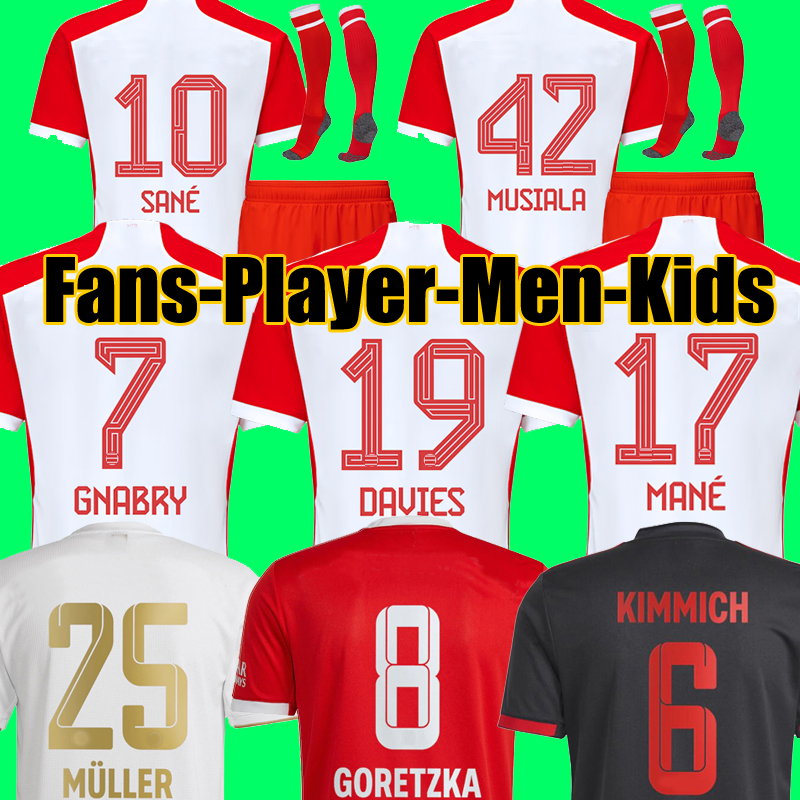 

23 24 MUSIALA soccer jerseys SANE 2023 2024 football shirt GORETZKA GNABRY BAYERNS mUNIch camisa de futebol men kids kits KIMMICH fans player sets, 23-24 home fans 1