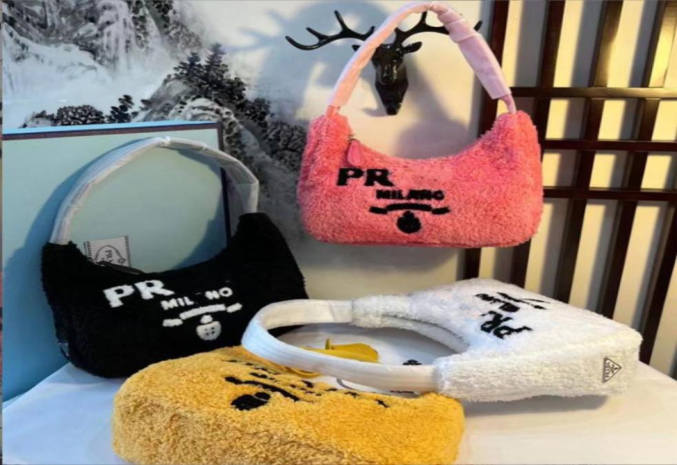 

fashion Women Furry Handbags Hobos Designer Shoulder Bags lady small Winter lamb fur Purses Totes with Tag Warm underarm Handbag t6027817, Yellow