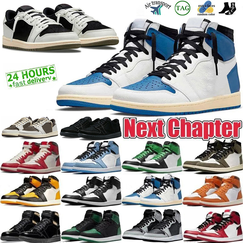 

2023 travis olive low 1 basketball shoes Lost and Found Next Lucky Green chapter Fragment University Blue Reverse Mocha Breed 1s Mens Women Sports Trainers OG Sneaker, Box