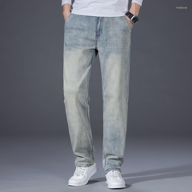 

Men's Jeans 2023 Autumn Mud Yellow Straight Loose Stretch Ancient And Winter Denim Trousers