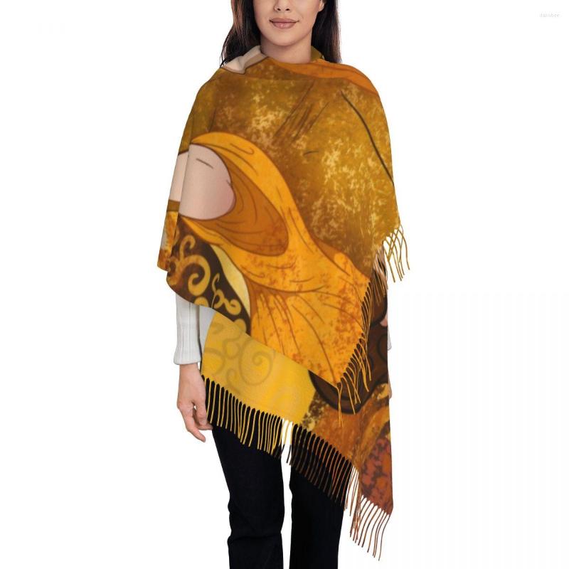 

Scarves Stylish Gustav Klimt Style Portrait Tassel Scarf Women Winter Fall Warm Shawls Wraps Ladies Symbolism Art