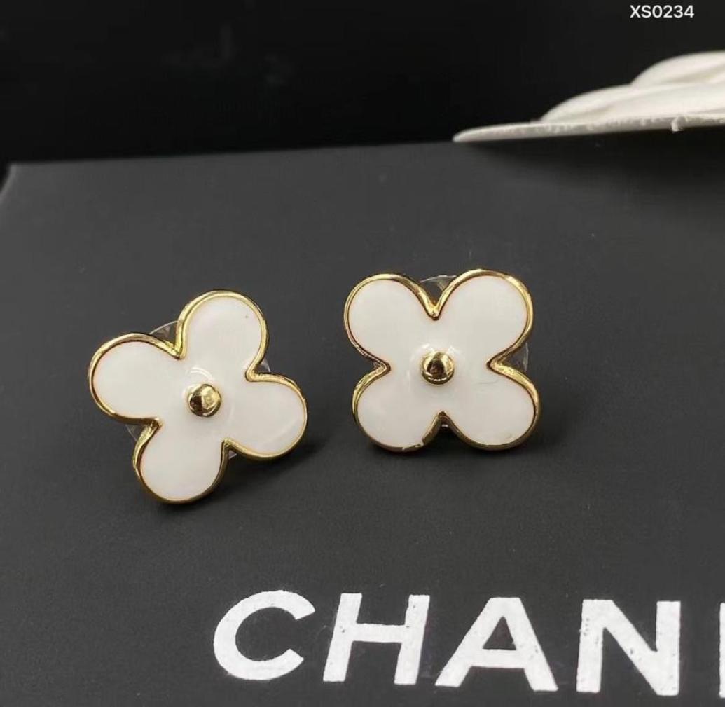 

C brand luxury Rose Flower designer earrings stud 18K gold white elegant womens earring earing ear rings jewelry gift7604249