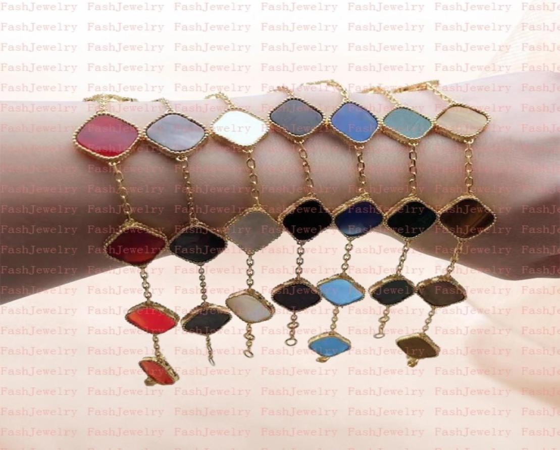 

Designer Classic Lucky Clover Black Onyx Chain 18K White Gold Plated Fashion Bracelets Ladies and Girls Valentine039s Day Mothe4805490