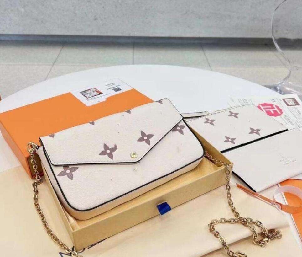 

Womens Handbags Fashion Flower Ladies Composite Totes Bag Leather ShoulderBags Female Clutch Purse with Box9732108, Brown