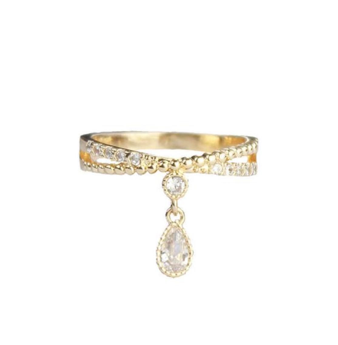 

Princess cat dreamy girl elegant water drop Cross Diamond replica ring7804003