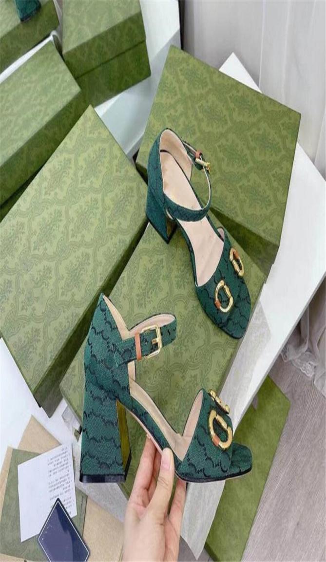 

Women sandals top quality non slip fashion comfortable Simplicity mental buckle genuine leather stout heel printing popular versat1689633, Burgundy