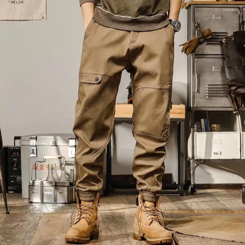 

Men's Pants LUCLESAM Men's Khaki Patchwork Harem Loose Cargo Overalls Large Size Spring Autumn Retro Casual Classic Trousers, Dark grey