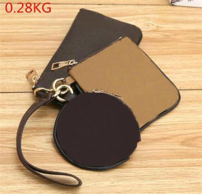 

New high quality famous Wallet pu leather 3pcs set 2020 new fashion women wallet coin purses letter flower card holder clutch bags4512487, Brown