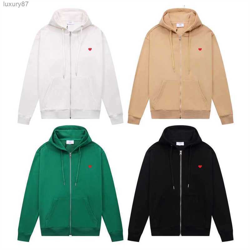 

Amies De Coeur Street Fashion Hip Hop Zipper Hoodie Amis Love Men and Women Label Embroidery Loose Fitting Lovers' Outfit Long Sleeved Hooded