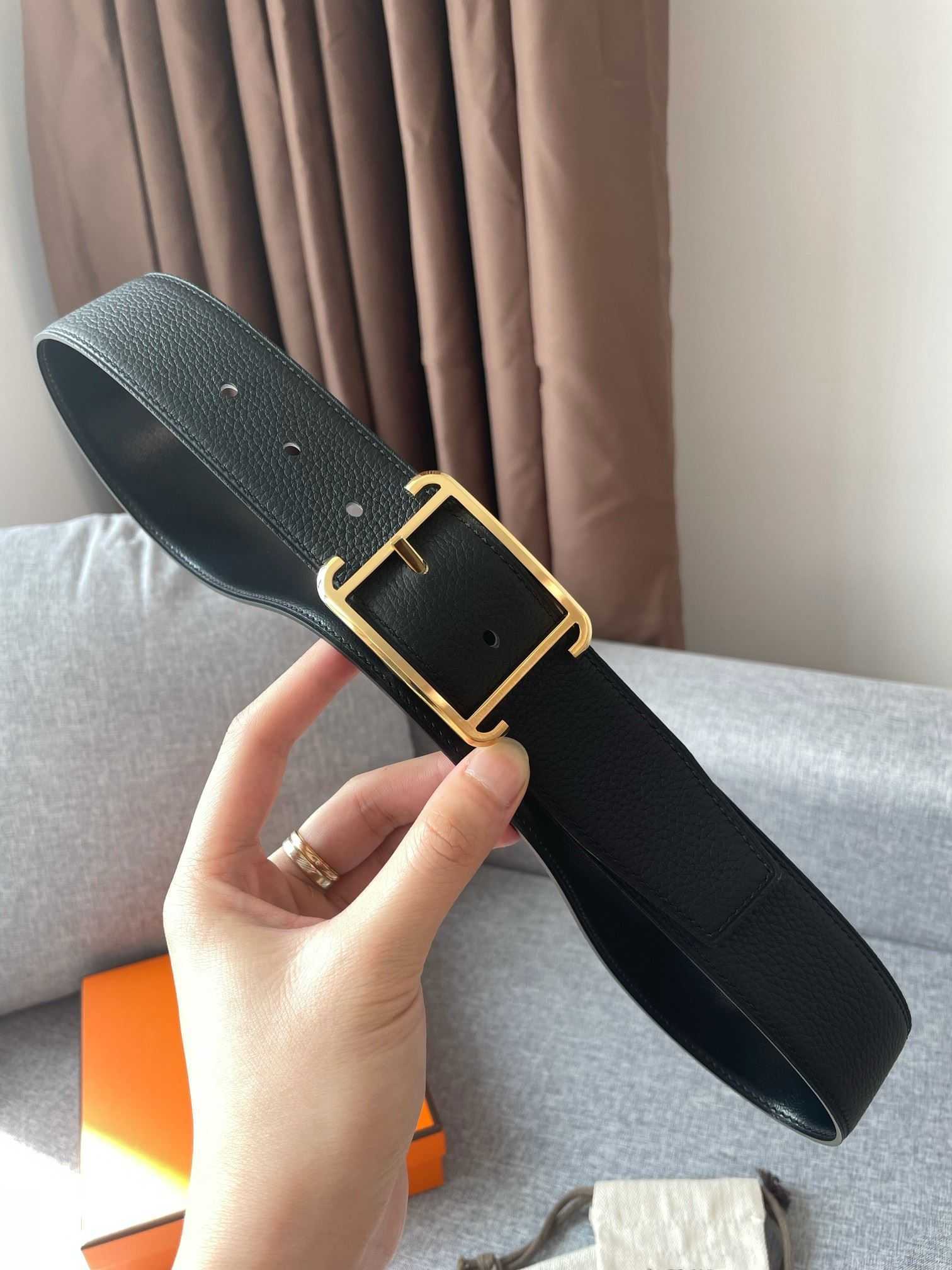 

Designer Belt for men's new H-home gold and silver buckle with lychee pattern double-sided genuine leather classic business casual versatile belt
