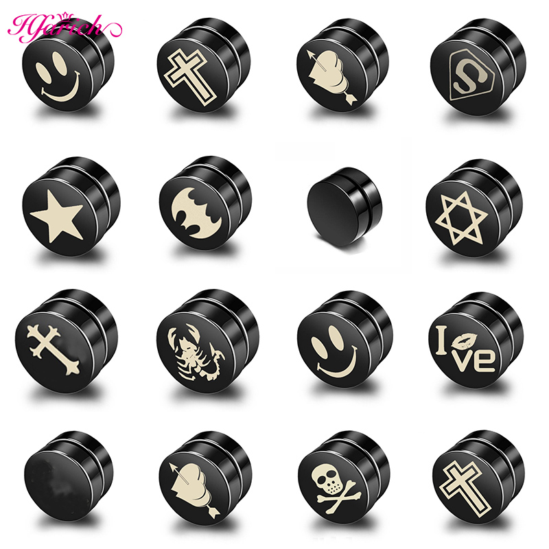 

Punk Fake Earring Piercing Men Strong Magnet Magnetic Ear Studs Non Piercing Round Earrings for Women Gift Boyfriend Accessories