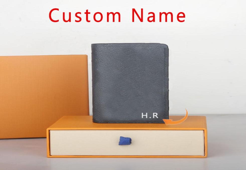 

Fashion Designer Card Holder Men Short Wallet Women Credit Card Wallets Business Money Bag High Quality Custom Name letters Purse 7204839, Black