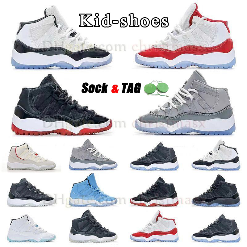 

luxury kid shoes jumpman 11 basketball shoes cherry unc win like cool grey bred kids sneaker burgundy 25th anniversary legend blue gamma blue unc red outdoor trainers, B03 concord bred low 26-35
