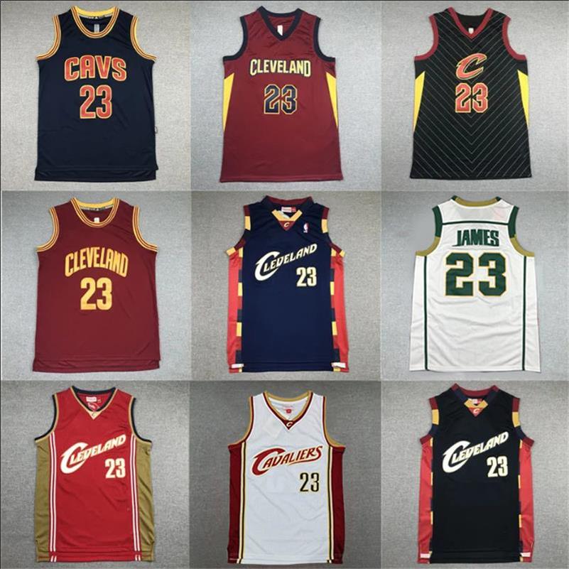 

Men James Basketball Jerseys CLE Cavalier retro Hardwood Vintage jersey High school vest, Color 1