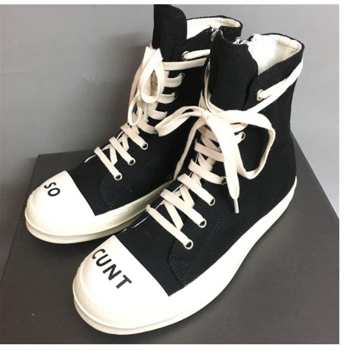 

Catwalk TPU sole Letter printed toe Lace Up trainer canvas rock street Boots, Black
