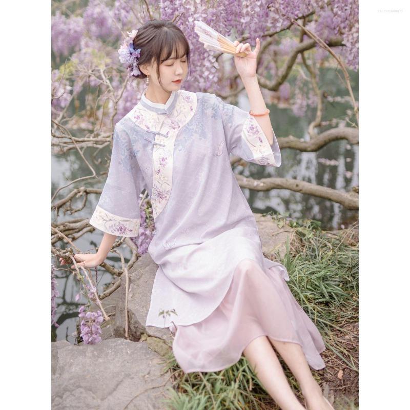 

Ethnic Clothing 2023 Chinese Style Traditional Qipao Dress Young Lady Improved Cheongsam Oriental Vintage Vestido Graceful A393