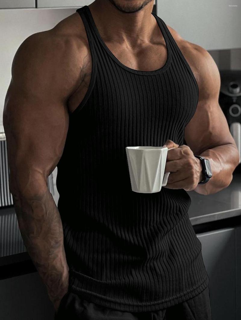 

Men's Tank Tops 2023 Rib Knitted Man Vests Summer Casual Dance O-Neck Sleeveless Slim Stretch Sporty M-5XL, Light green