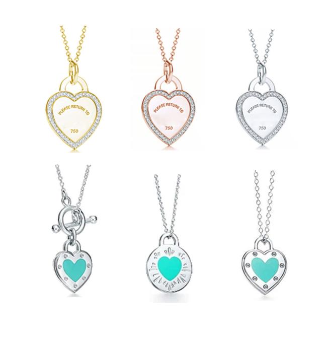 

100 925 Sterling Silver Necklace Pendant Fashion Heart Bead Chain Pendant Rose Gold Selection Tif Women Jewelry Gift3049315